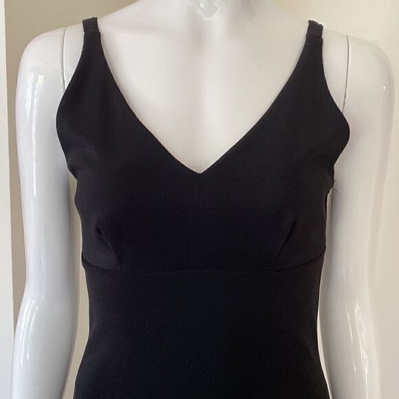 Vintage 90's Black Ribbed Stretch Mini Dress Size Small - Picture 3 of 13